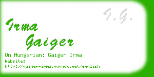 irma gaiger business card